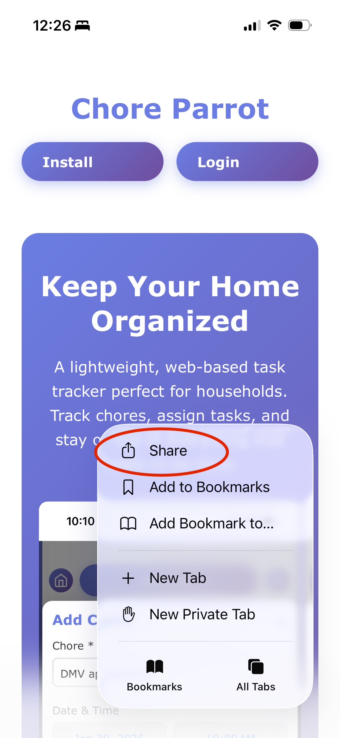 Safari share button